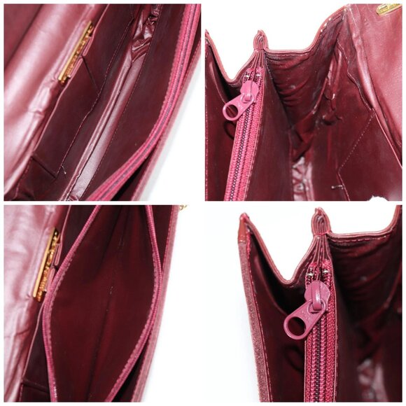 CARTIER Chain Shoulder Bag Suede Leather Red Gold Auth 118790V - Picture 16 of 16